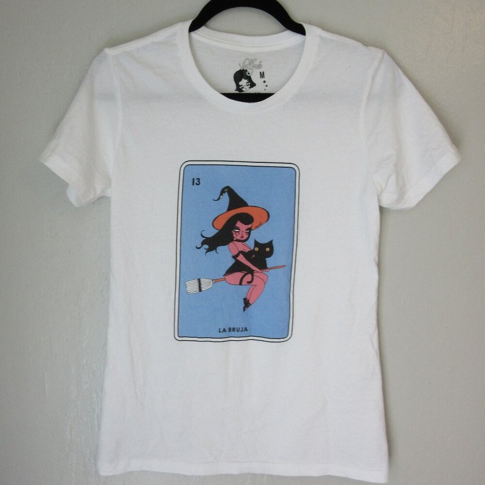 VALFRE' Los Angeles White La Bruja Pullover T-Shirt Short Sleeve Medium Cotton
